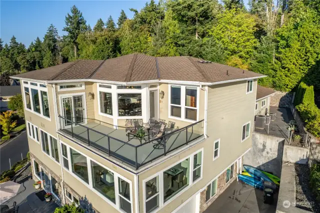 Here’s a drone view of that same patio off the kitchen nook