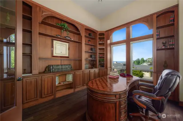 What a den! So many built-ins and a view to catch a break