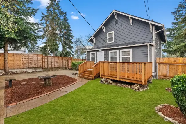 Fully fenced backyard