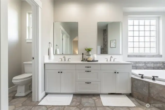 Dual vanity in Primary bathroom.