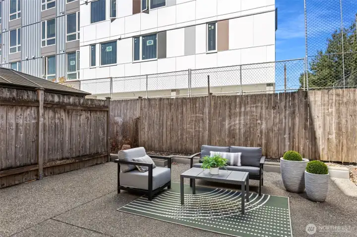 Space for dining, hanging out, grilling and gardening!!!