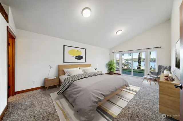 Huge bedroom, with views. Virtually staged.