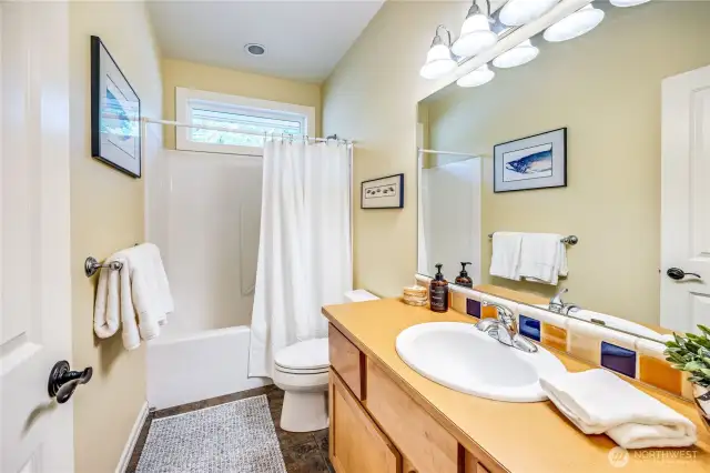 Main level guest bathroom. Also on the main is a powder room.