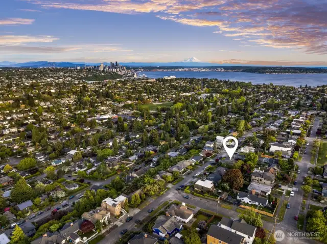 Incredible 180-degree vistas are yours from this home; take in views of downtown, Mt. Rainier, the Cascades, Elliott Bay and more right from your own home.