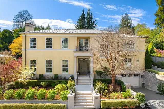 The front of the home.  Statley, handsome & refined.