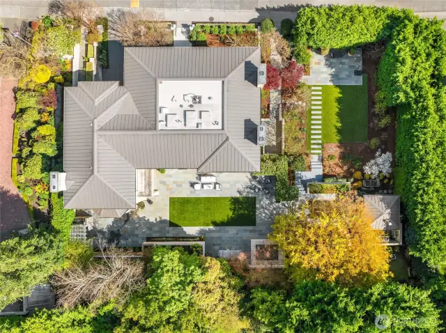 Is this shot you can see the almost 20,000sf lot that is gated on both sides and competly screened fom the neighbors.  When you are in the garden you are surrounded by lush gardens and manicured planting beds.