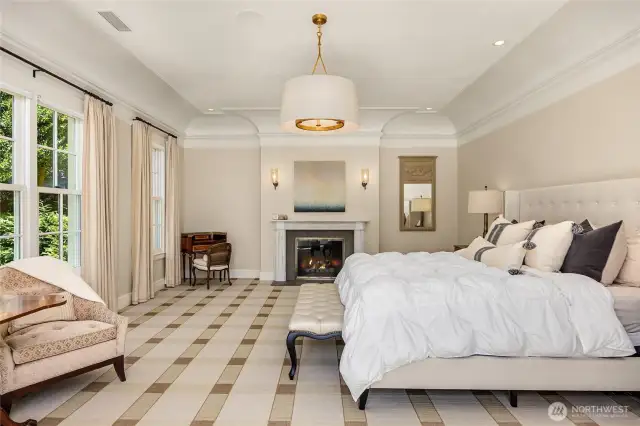 Master suite has a fireplace.