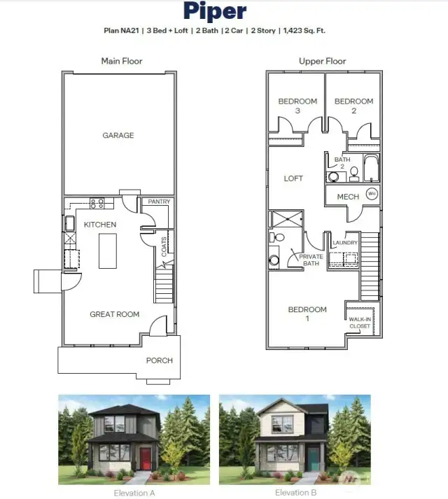 Thoughtfully designed layout with open-concept living downstairs and private retreat spaces plus loft upstairs.  Pictures are for representational purposes only, colors and features may vary.