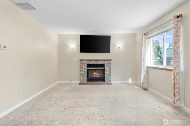 Warm and cozy gas fireplace keeps you warm during the colder months and central AC keeps you cool in the warmer months.