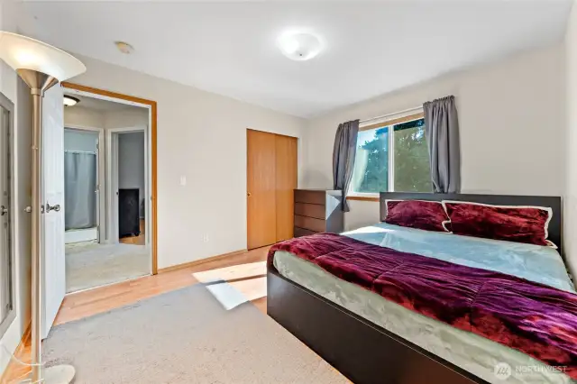 Guest bedroom #1. Double door closet for great storage space.