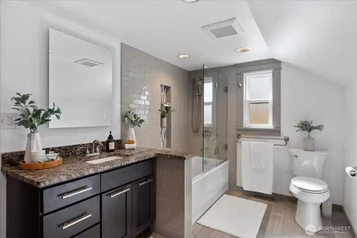 Remodeled bathroom on the top floor