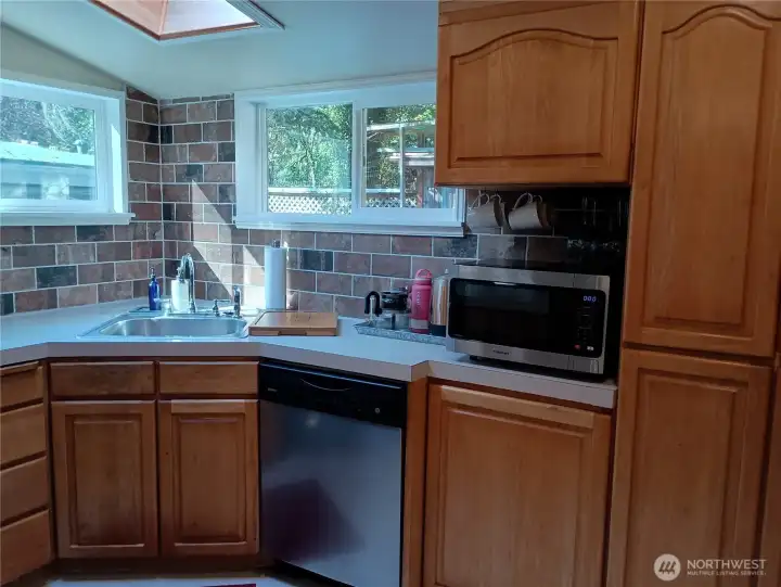 Light and bright kitchen with skylight.