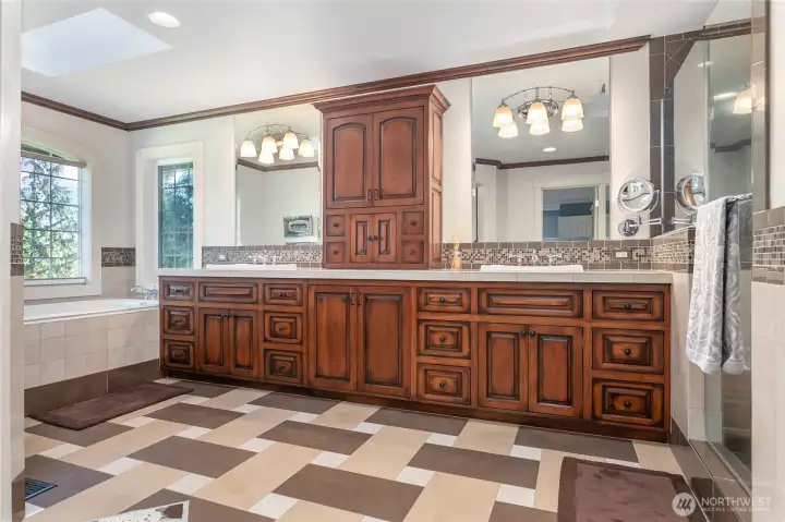 The Primary Bathroom is a dream.  Heated tile flooring.
