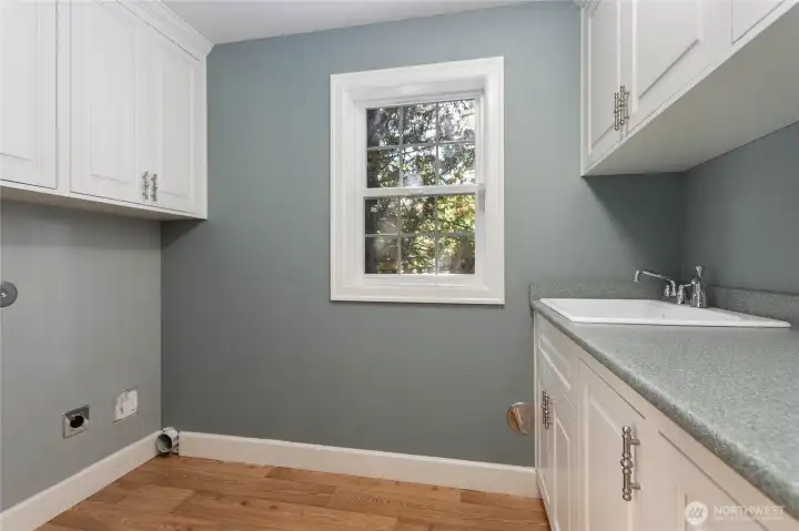 Utility room is located downstairs with a laundry shoot from the upstairs.