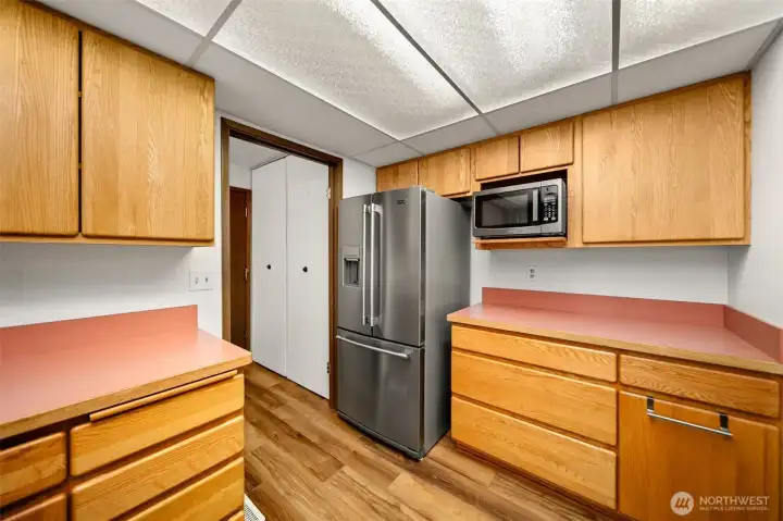 Kitchen appliances are included with the sale. Oven, dishwasher, microwave, and refrigerator.