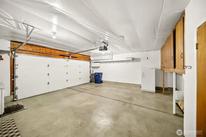 2-car attached garage with extra storage.