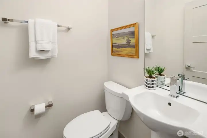 Convenient powder room.