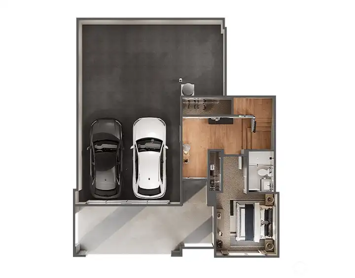 Garage and Entry- Marketing doll house version. Pictures are for illustration only. Features and colors may vary.