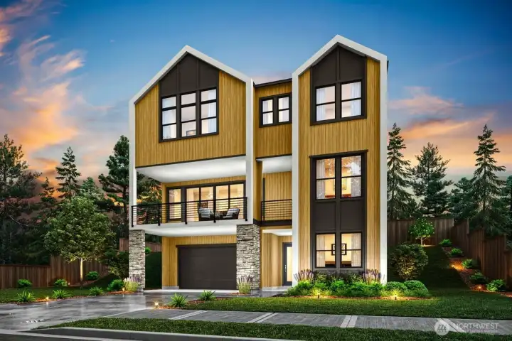 Rendering of Plan 5 on Home Site 2.  For Reference only.