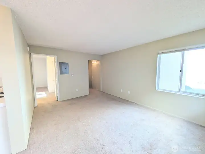 Entry to the right bedroom & bathroom to the left.