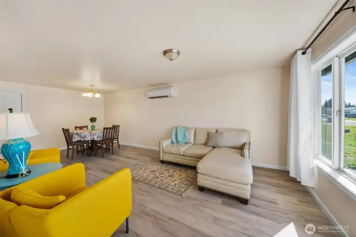 Living room and dining area.