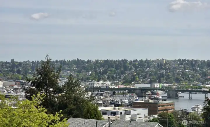 Great view of the Ballard Bridge and Salmon Bay.