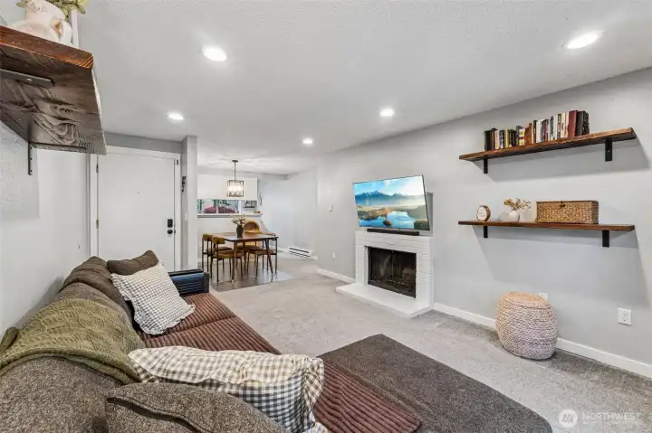 Mounted Media and plenty of room in the living room