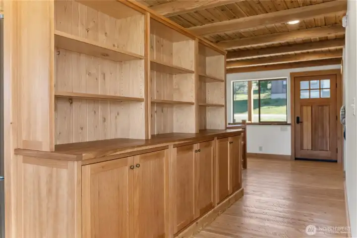 Custom shelving with book shelf.