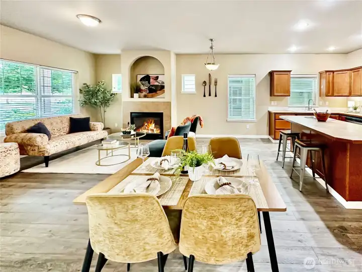Another view...looking across the room.  The floor plan is flexible for your furniture placement as the dining table could be closer to the window.