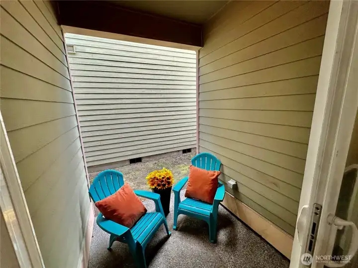 View of the covered patio just off the great room.
