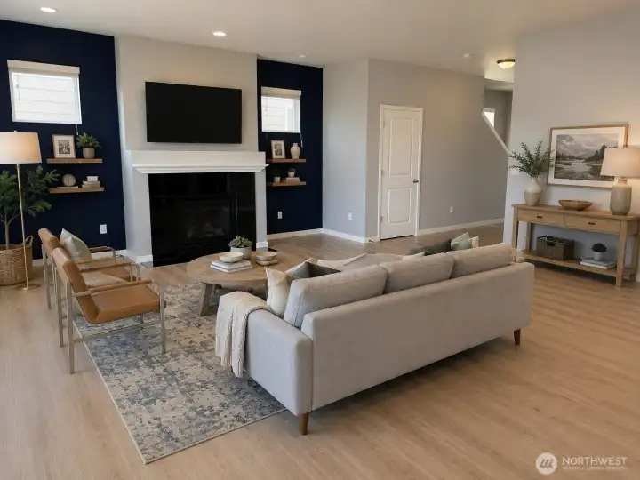 Inviting great room with an electric fireplace, perfect for relaxing or entertaining