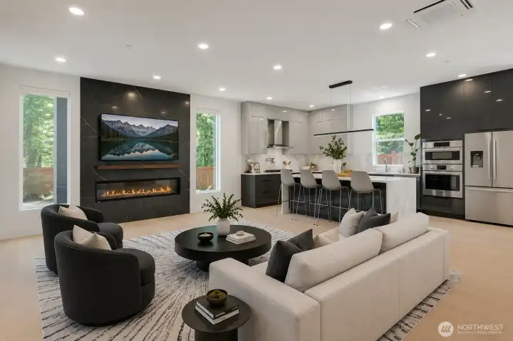 Virtually stage great room fireplace wall Virtually stage great room fireplace wall
