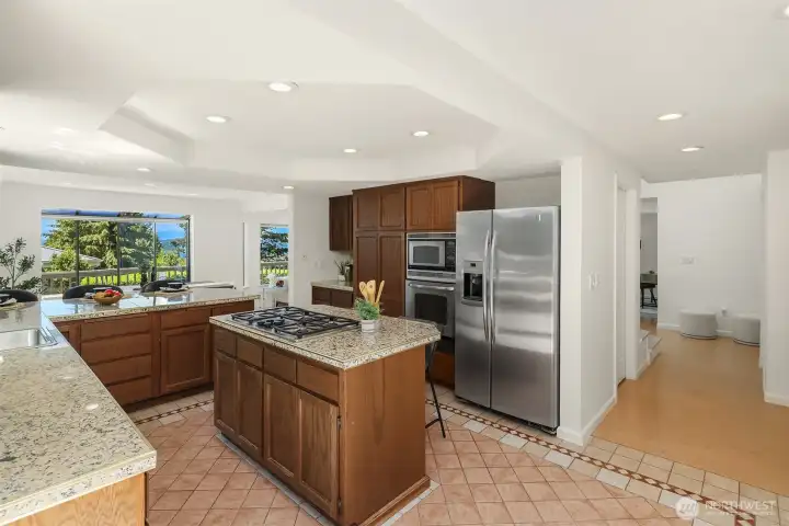 Not shown is a third sliding door to the outdoor entertaining deck.