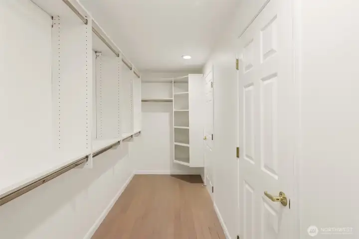 Very generous size closet attached to the primary suite with direct access from both the bedroom and the primary bath.