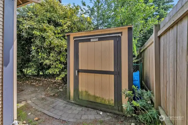 Shed for extra storage.