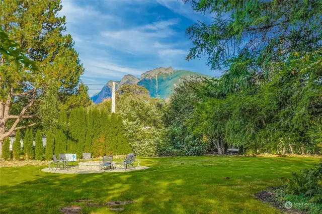 Enjoy your firepit with friends and family while Mt. Si looks watches over you