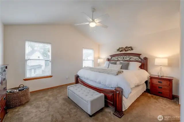 Owner’s Suite with Vaulted Ceilings and Flooded with Natural Light