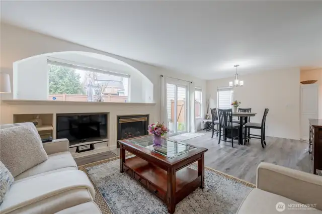 Open-concept living and dining area