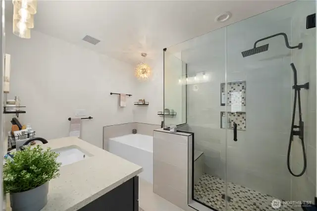 Primary 5 piece bathroom - created with high end finishes.