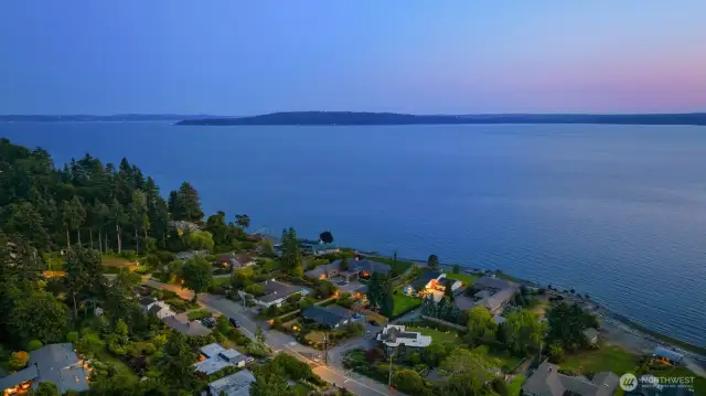 Southern view of Vashon and Tacoma in the distance.