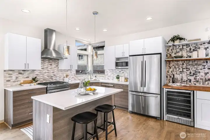 Bespoke beverage center/coffee station/wine fridge/storage.