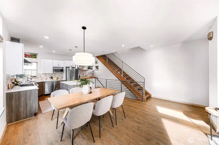 Tons of room for entertainment in dining room.