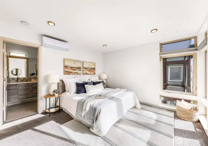 Dramatic windows, with privacy shades already installed!