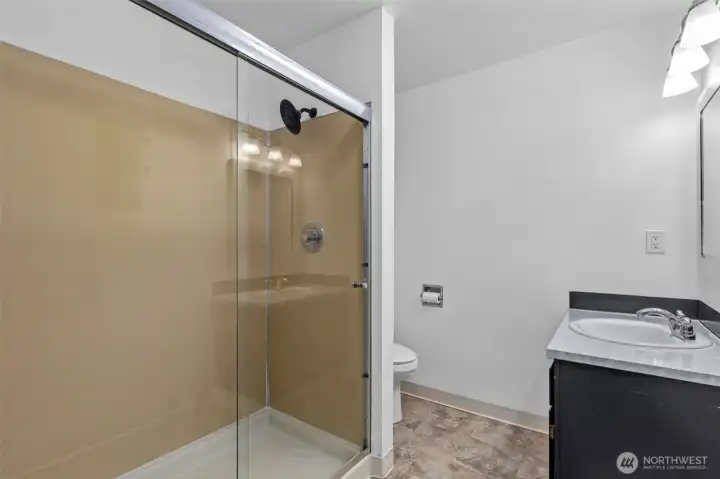 Conveinient three-quarter bath off of the Primary Bedroom