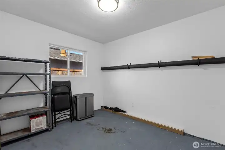 Additional storage room off of the rec room