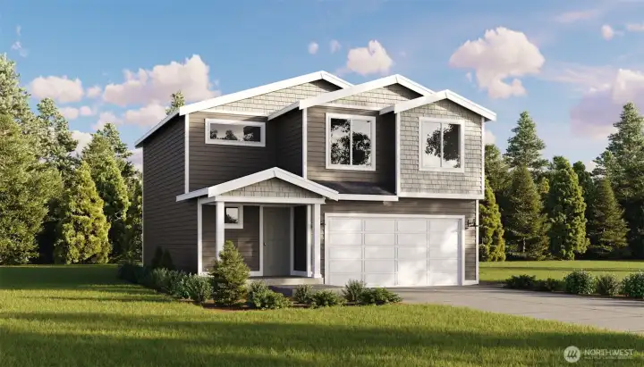 Image is a rendering. Photographs are for illustrative purposes only. Features, finishes, interior/exterior colors, landscaping and floorplan shown may vary from actual homes built.