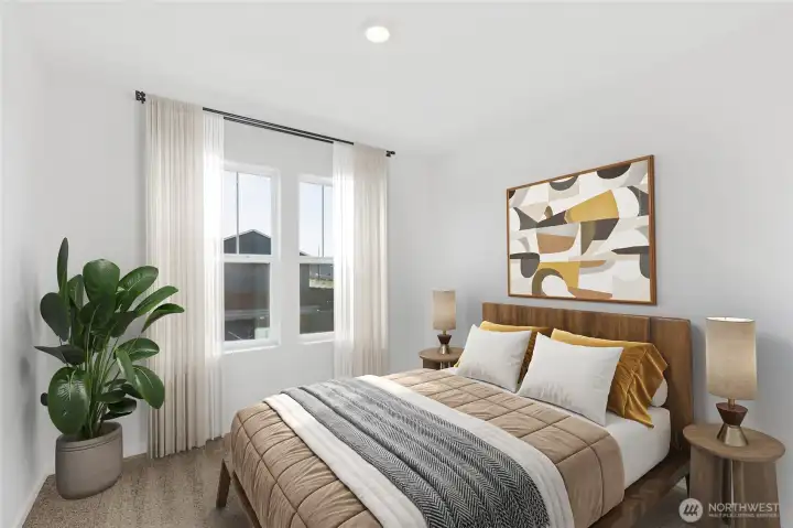 Upstairs front bedroom with walk in closet.  Virtually staged.