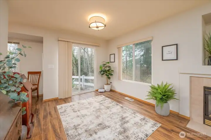 Can be the dinning room exercise space or open space. Take in all the privacy and green belt