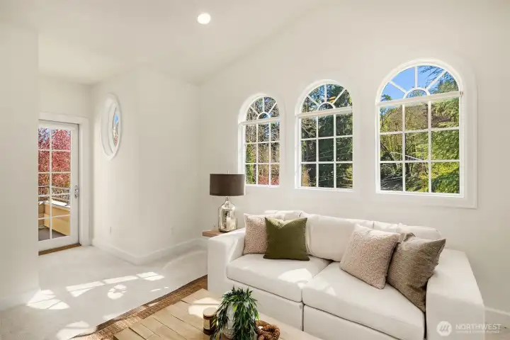 Third upstairs bedroom accompanied with a cute deck!