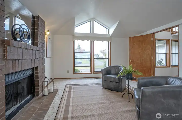 Second living space with second fireplace